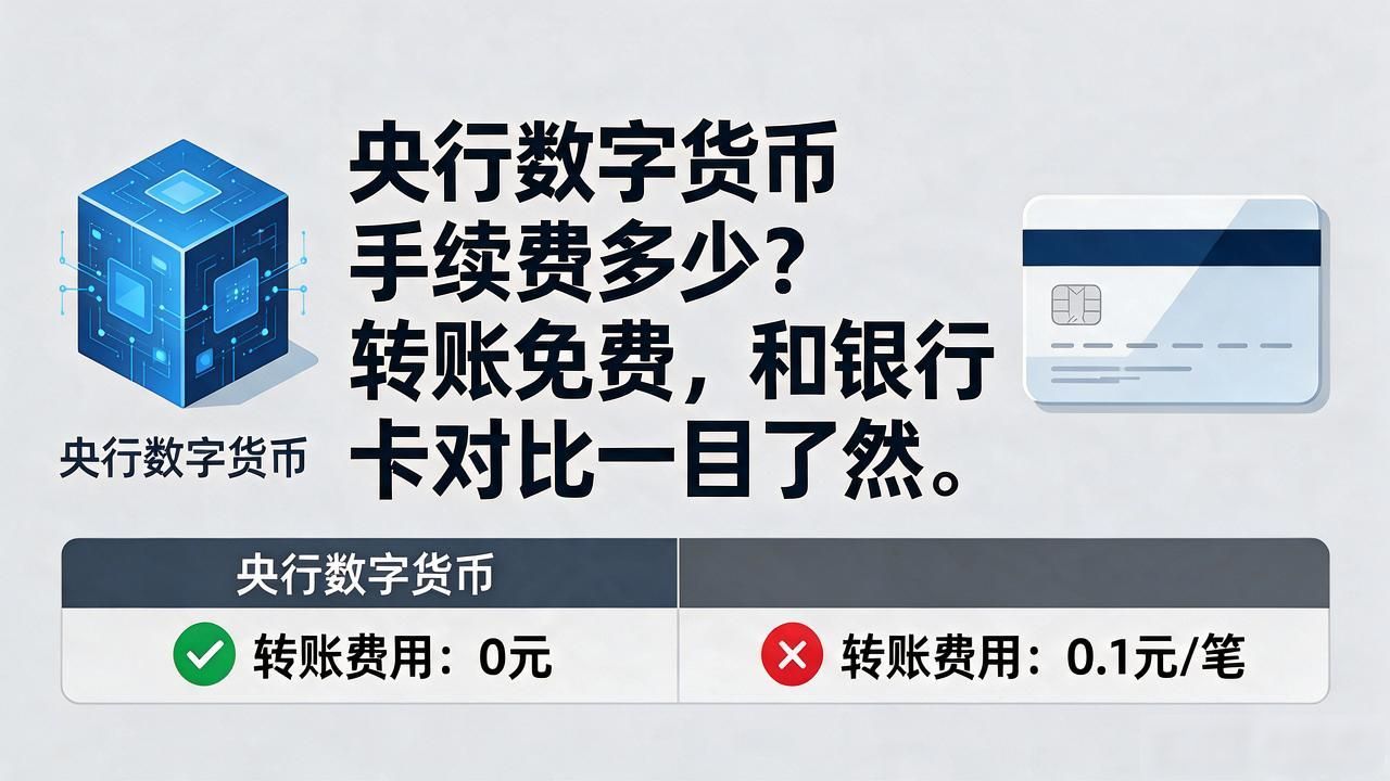 央行数字货币手续费多少？转账免费，和银行卡对比一目了然