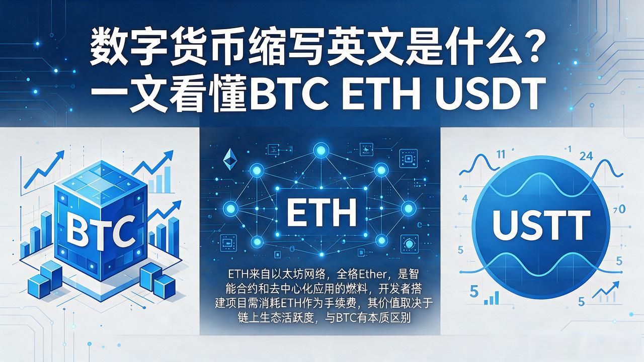数字货币缩写英文是什么？一文看懂BTC ETH USDT