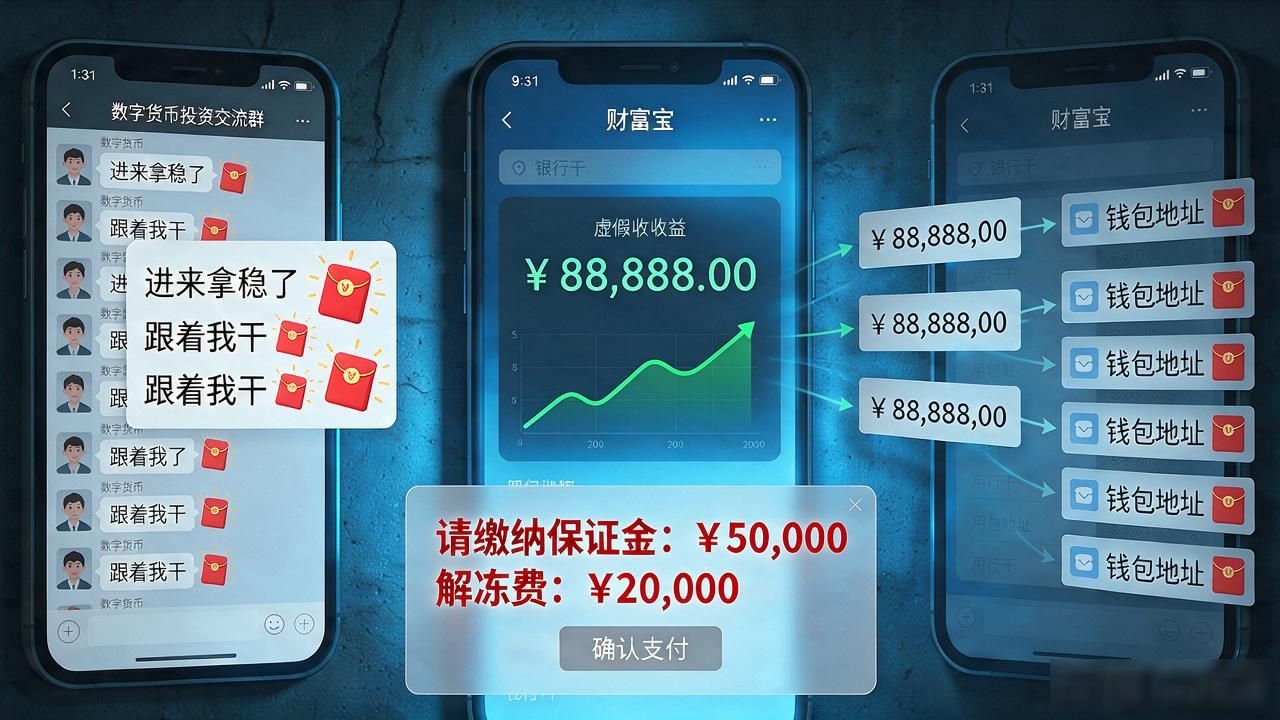 买数字货币被骗流程：从拉你进群到转完最后一笔，四步掏空钱包