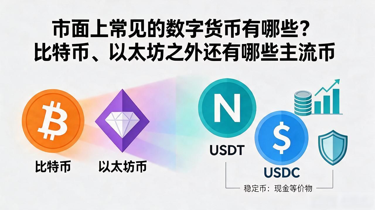 主流数字货币有哪些_比特币以太坊稳定币区别_市面上常见的数字货币
